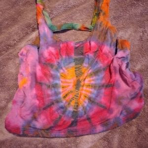 Comfy Tie-dye Crop Top Tank Cutout Back